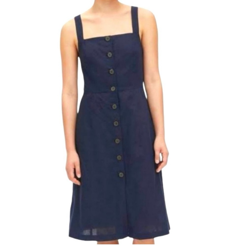 GAP Button front linen Sundress with pockets